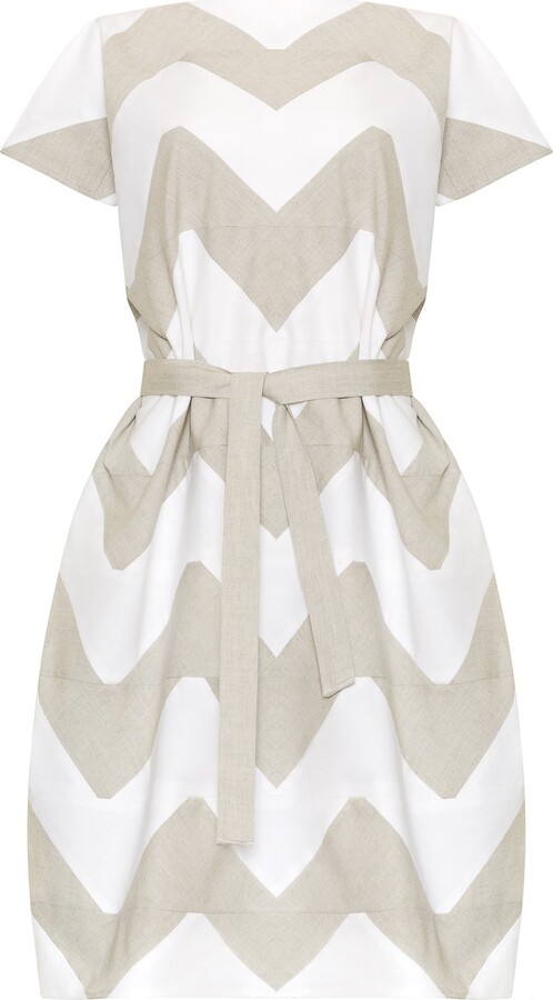 Women's Ruffle Trim Detail Dress - White Multi, Size XL by Venus