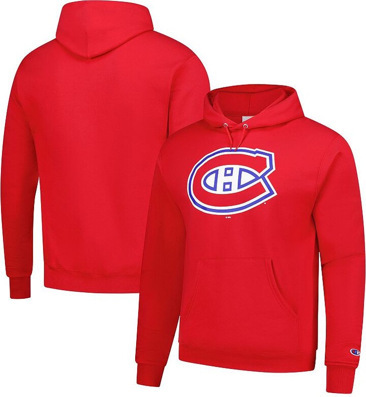 Men's Champion Red Montreal Canadiens Primary Logo 1-Hit Pullover Hoodie