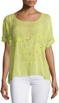 Thumbnail for your product : Johnny Was Plus Size Flo Short-Sleeve Embroidered Top