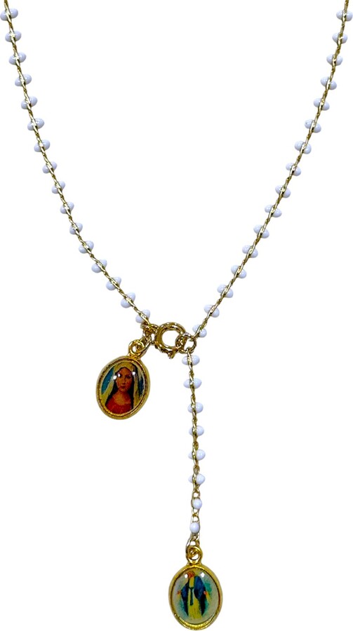 Alexie of Athens White Enamel Madonna Prayer Strand Necklace