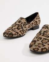 Thumbnail for your product : ASOS DESIGN Wide Fit Milestone loafer flat shoes in leopard