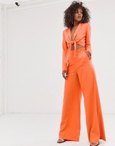 Thumbnail for your product : Asos Tall ASOS DESIGN Tall crop tie front suit blazer