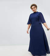 Thumbnail for your product : TFNC Plus High Neck Maxi Bridesmaid Dress With Flutter Sleeve