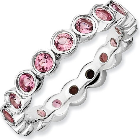 Black Bow Jewelry Co. BlackBowJewelrySterlingSilverStackableBezelSetPinkTourmaline3.5mmBandSize6