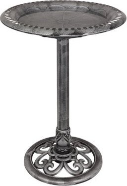Alpine Pedestal Birdbath with Scrollwork Base and Stakes