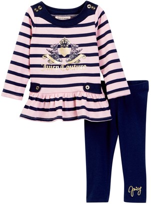 Juicy Couture Striped Scottie Dog Logo Tunic & Legging Set (Little Girls)