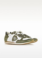 Thumbnail for your product : D’Acquasparta D'Acquasparta Venezia White Leather and Green Suede Sneaker