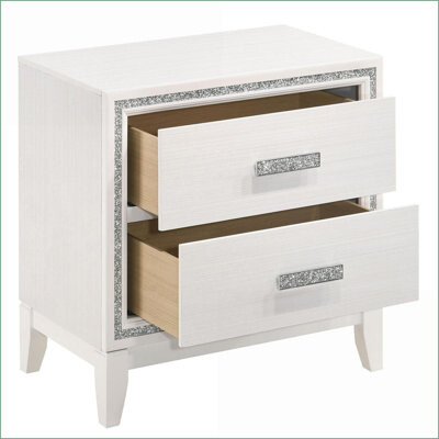 Weathered Modern Glam 2-Drawer Nightstand