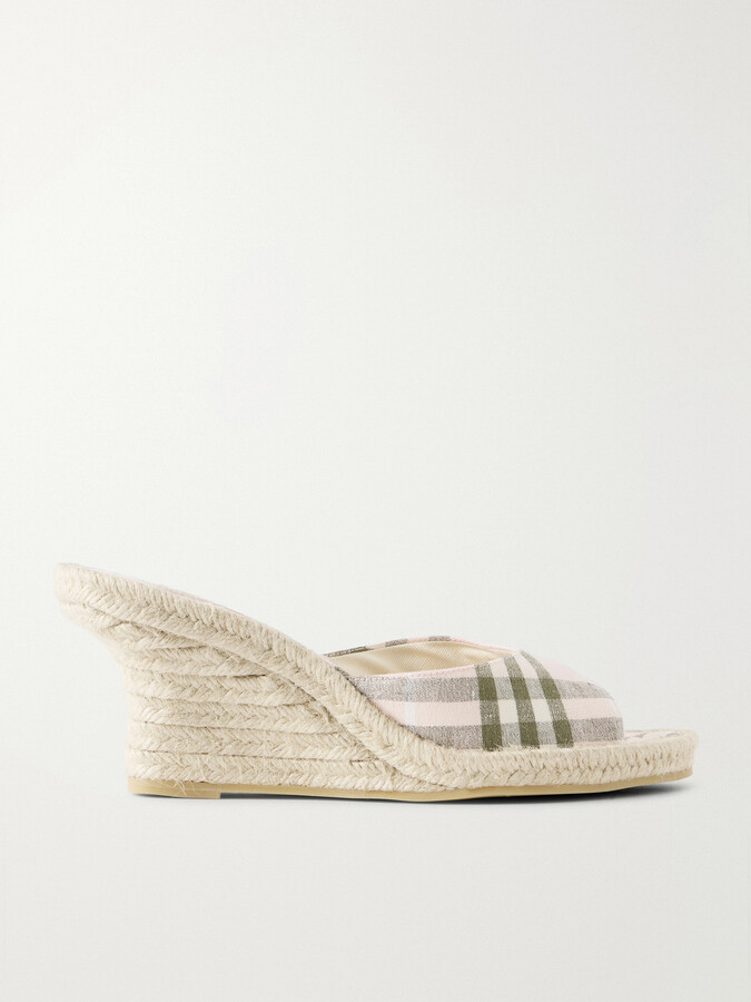 Burberry - Lf Mews Check Espadrille Mules - Pink