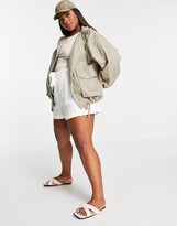 Thumbnail for your product : ASOS DESIGN Curve linen oversized jacket in brown