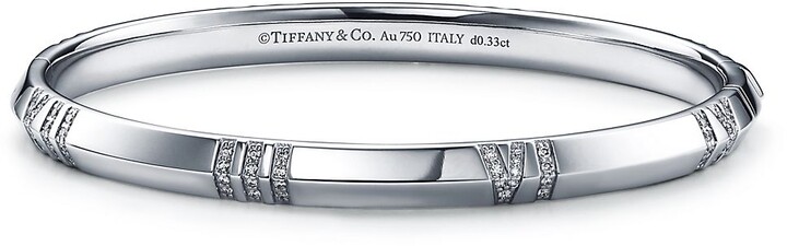 Tiffany Atlas® X Closed Narrow Hinged Bangle in White Gold