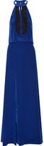 Thumbnail for your product : Mason by Michelle Mason Lace-paneled washed silk crepe de chine gown