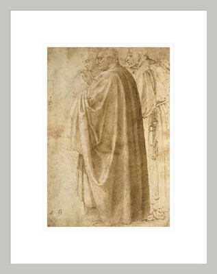 Red Barrel Studio Three Standing Men in Wide Cloaks Turned to the Left (recto) by Michelangelo Buonarroti -Framed Giclee Print