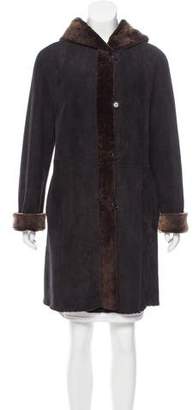 Burberry Shearling-Trimmed Leather Coat