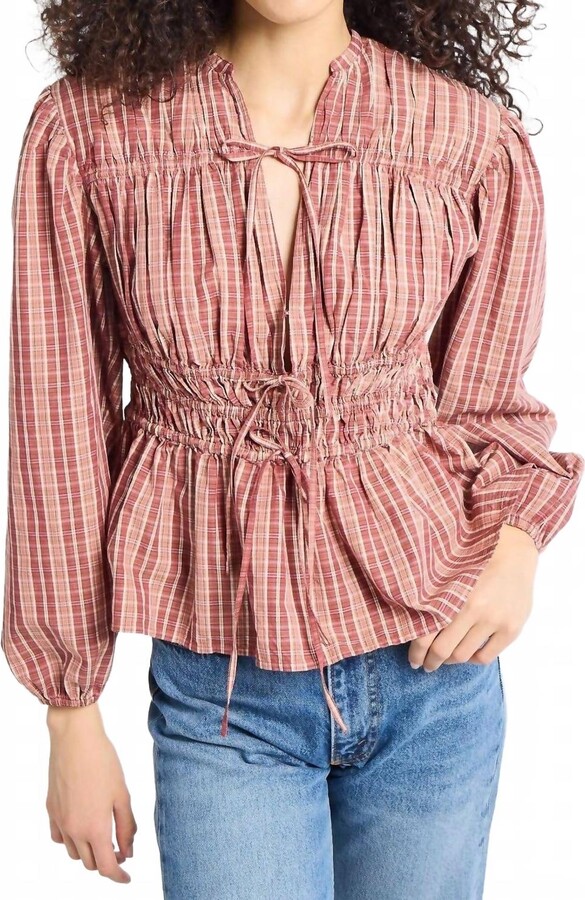 MILLE Ella Top In Rose Plaid
