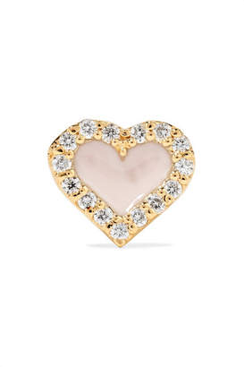 Alison Lou Heart 14-karat Gold, Diamond And Enamel Earring - one size