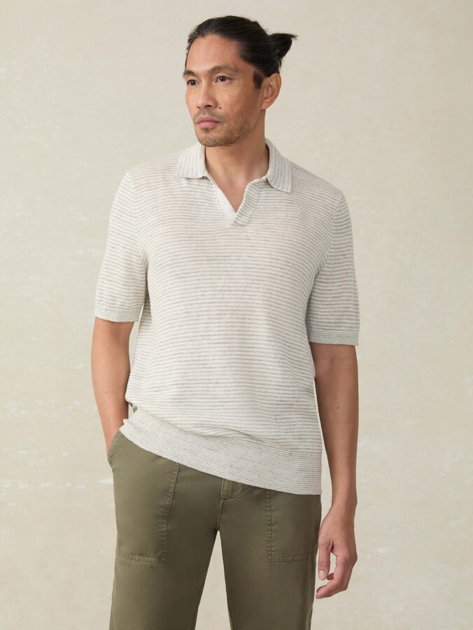Faherty Short-Sleeve Linen Sweater Polo