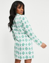 Thumbnail for your product : Collective the Label Petite blazer dress with crystal buttons in green jewel print