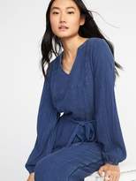 Thumbnail for your product : Old Navy Tie-Belt Waist-Defined Tencel®-Dobby Jumpsuit for Women