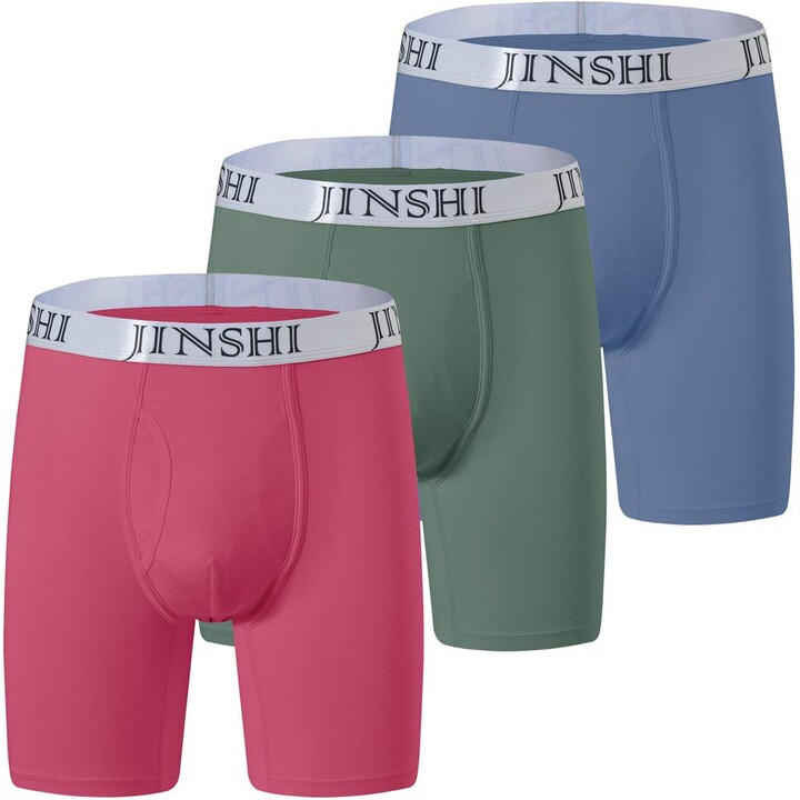 JINSHI Men's Bamboo Boxer Briefs Long Leg Comfortable Underwear