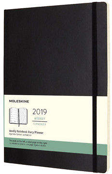 Moleskine NEW 2019 Weekly Diary Soft Cover Black Extra Large
