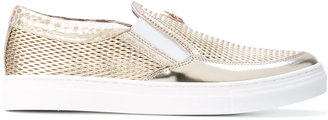 Roberto Cavalli teen perforated slip-on sneakers - kids - Leather/Pig Leather/rubber - 37