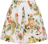 Maui white floral-print linen shorts 