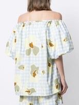 Thumbnail for your product : Lee Mathews Floral Gingham-Print Off-The-Shoulder Top