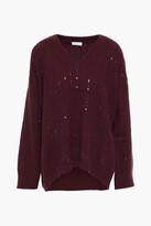 Thumbnail for your product : Brunello Cucinelli Embellished ribbed cashmere sweater