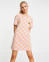 Thumbnail for your product : Quiksilver Standard t-shirt checked dress in orange