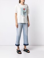 Thumbnail for your product : Twin-Set fringed sleeve graphic print T-shirt