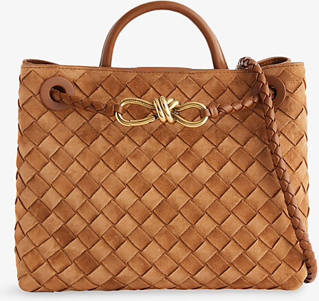 Bottega Veneta Womens Amber-Mb-Amber Andiamo Small Suede Tote Bag