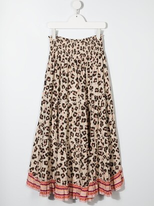 Twinset Kids TEEN leopard-print midi skirt
