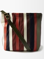 Thumbnail for your product : Jil Sander Striped Suede And Leather Shoulder Bag - Red Stripe