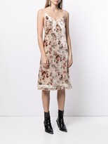 Thumbnail for your product : R 13 Velvet-Effect Floral-Print Short Dress
