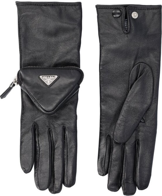 Prada Logo Pouch-Detail Gloves - ShopStyle
