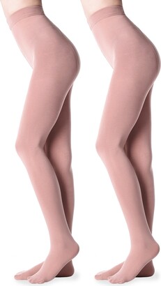 G&Y 2 Pairs Fleece Lined Tights for Women - 100D Opaque Warm Winter  Pantyhose 