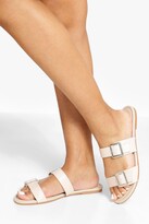 Thumbnail for your product : boohoo Wide Fit Double Buckle Detail Sandals