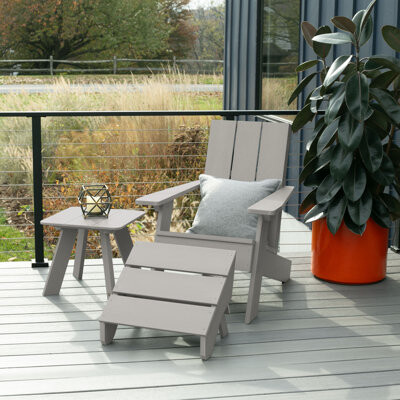 Rosecliff Heights Calderin Plastic Adirondack Chair with Table