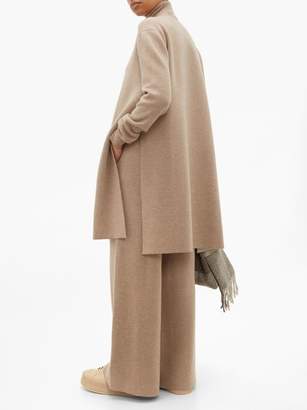 Jil Sander Stretch-knit Wool-blend Wide-leg Trousers - Womens - Light Grey