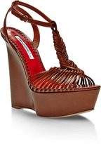 Thumbnail for your product : Brian Atwood Akemi Braided-Leather Platform Wedges