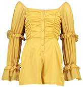 Thumbnail for your product : boohoo Ruched Front Volume Sleeve Playsuit