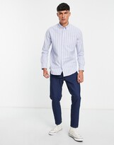 Thumbnail for your product : Selected oxford button down collar shirt in light blue stripe