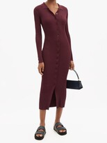 Thumbnail for your product : STAUD Napa Buttoned Ribbed-knit Dress - Burgundy