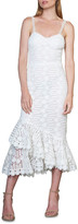 Thumbnail for your product : ML Monique Lhuillier Sweetheart Sleeveless Lace Midi Dress w/ Tiered Hem