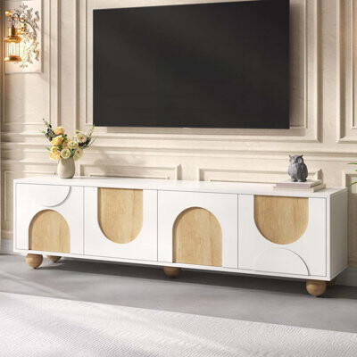Latitude Run Farmhouse Media Console with Rebound DeviceTV Stand with Cable Holes for TVs up to 75\