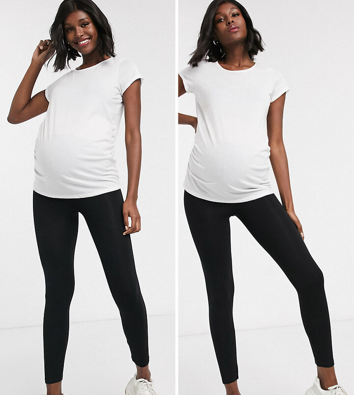 ASOS Maternity DESIGN Maternity Petite 2 pack leggings in black SAVE -  BLACK - ShopStyle