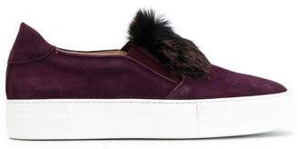 Elie Saab fur front slip-on sneakers