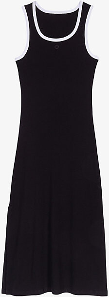 Womens Black Sleeveless Contrast-Trim Cotton-Jersey Maxi Dress 12