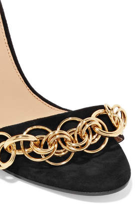 Chloé Reese Chain-embellished Suede Sandals - Black